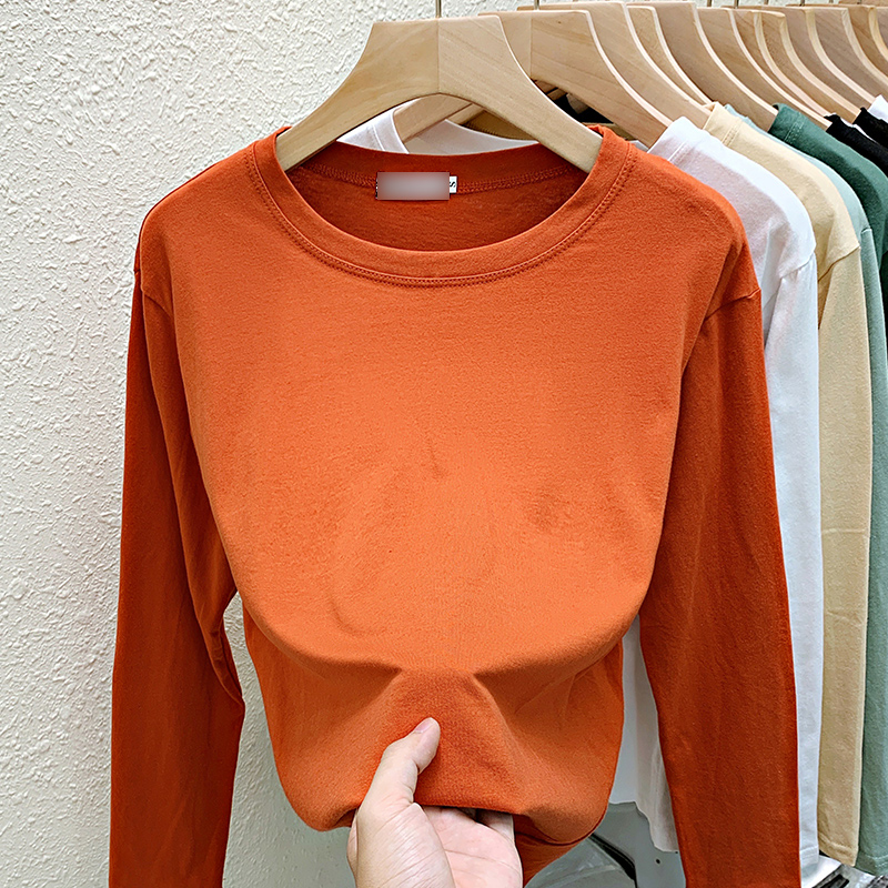 Autumn pure cotton T-shirt slim long sleeve tops for women