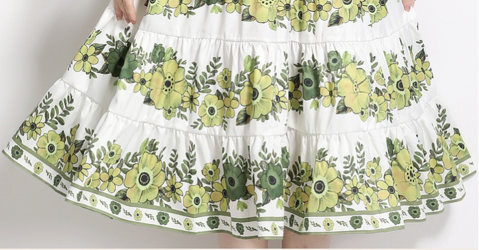 Loose big skirt crimp summer flowers Casual dress
