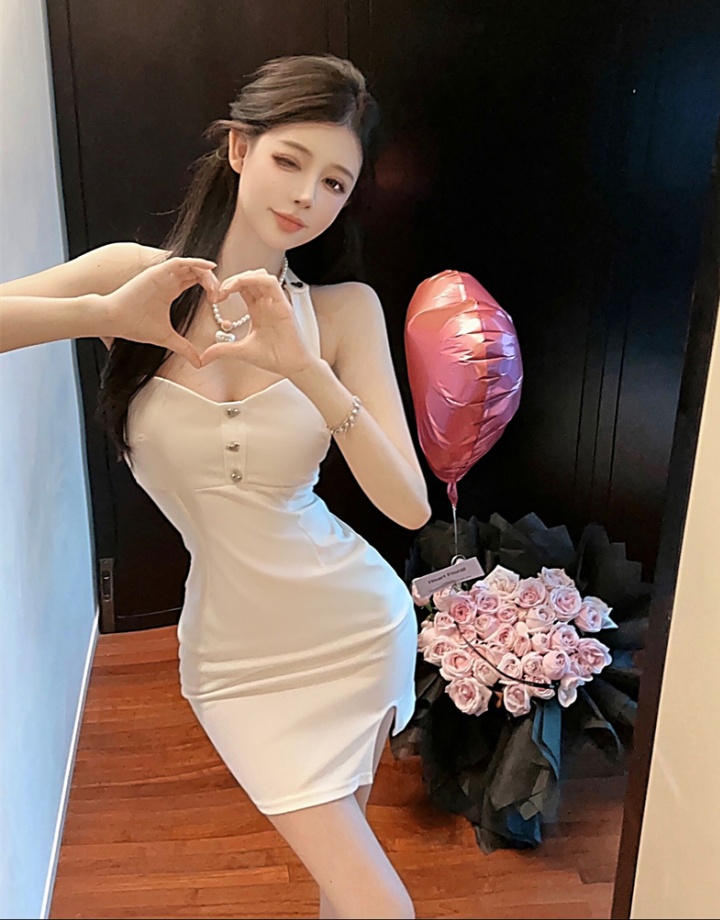 Slim heart decoration split summer dress