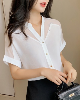 Short sleeve loose shirt gauze small shirt for women