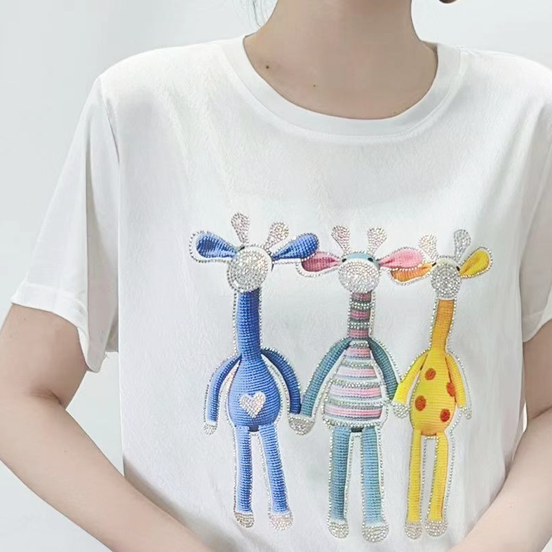 Korean style T-shirt imitation silk tops for women