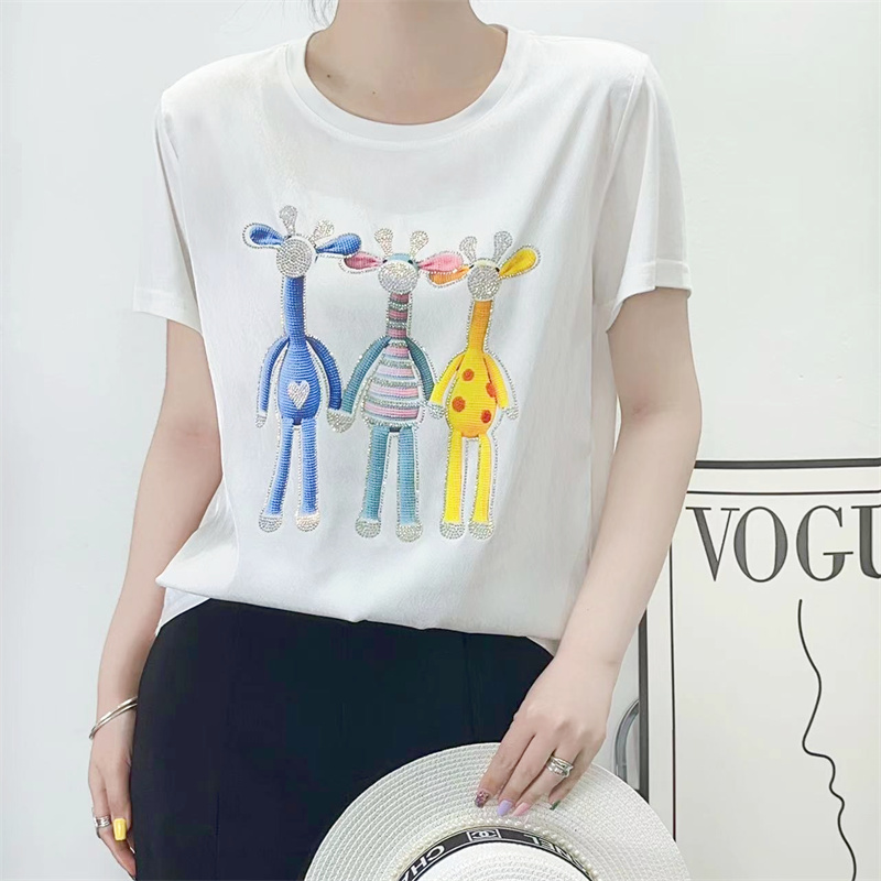 Korean style T-shirt imitation silk tops for women