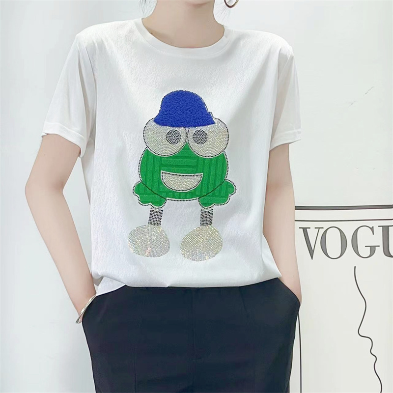 Simple round neck tops pullover T-shirt for women