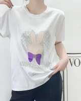 Korean style imitation silk tops white T-shirt for women