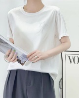 Imitation silk simple T-shirt summer tops