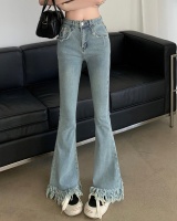 Mopping mixed colors jeans slim flare pants for women