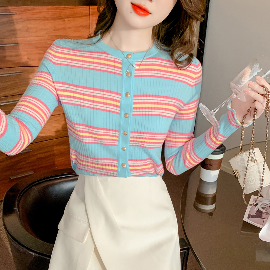 Mixed colors spring and summer cardigan lady sweater