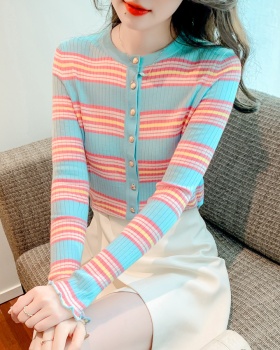 Mixed colors spring and summer cardigan lady sweater