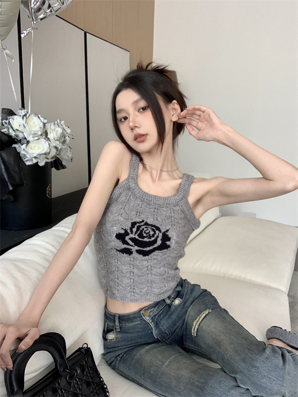 Slim knitted wears outside vest sling spring and summer T-shirt