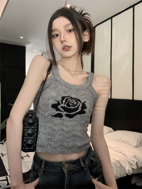 Slim knitted wears outside vest sling spring and summer T-shirt