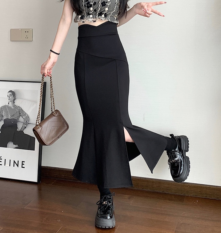 Slim France style package hip black skirt for women
