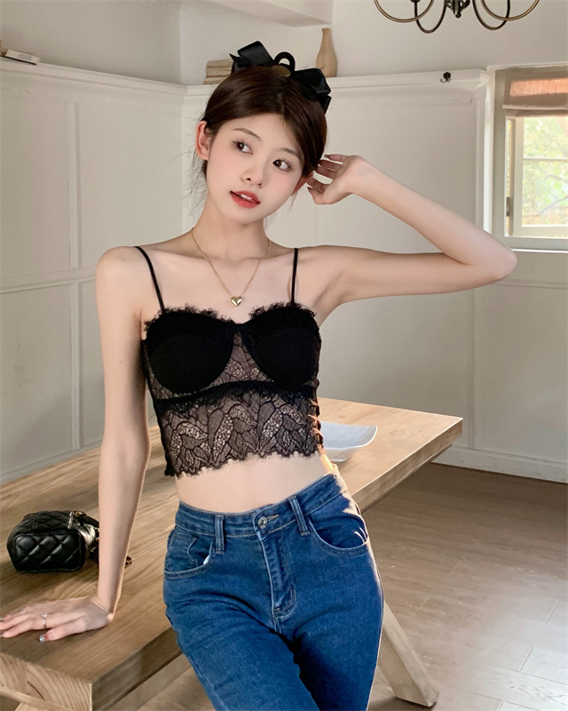 Summer gather lace maiden fixed beauty back tops