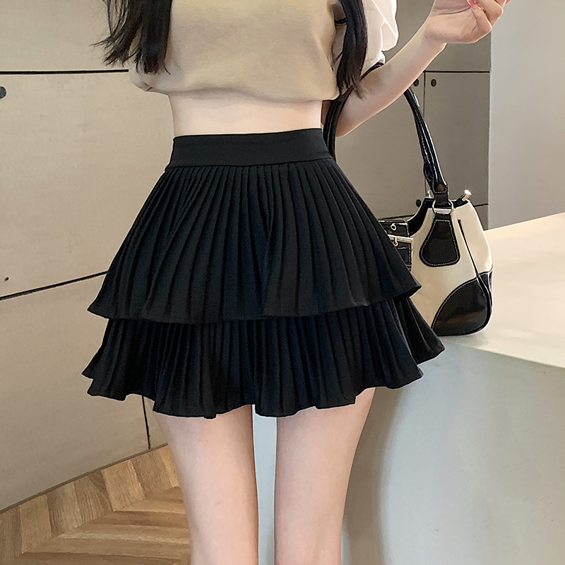 High waist double puff skirt cake skirt