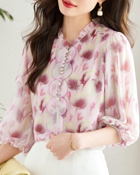 Summer unique shirt short sleeve floral tops