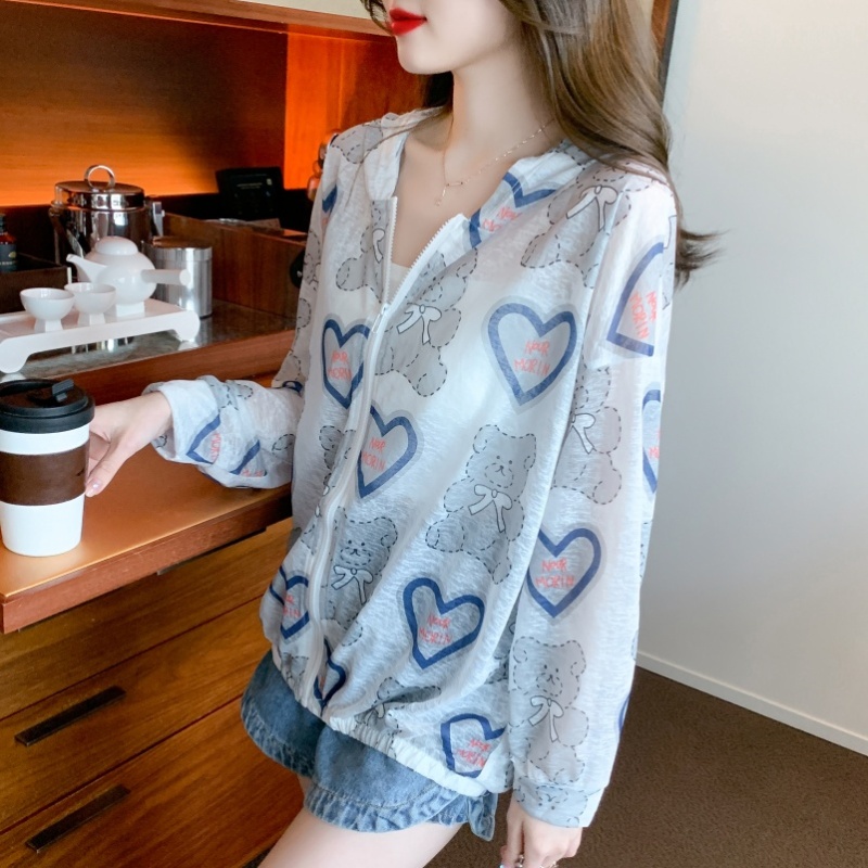Hooded Western style cardigan loose summer sun shirt for women