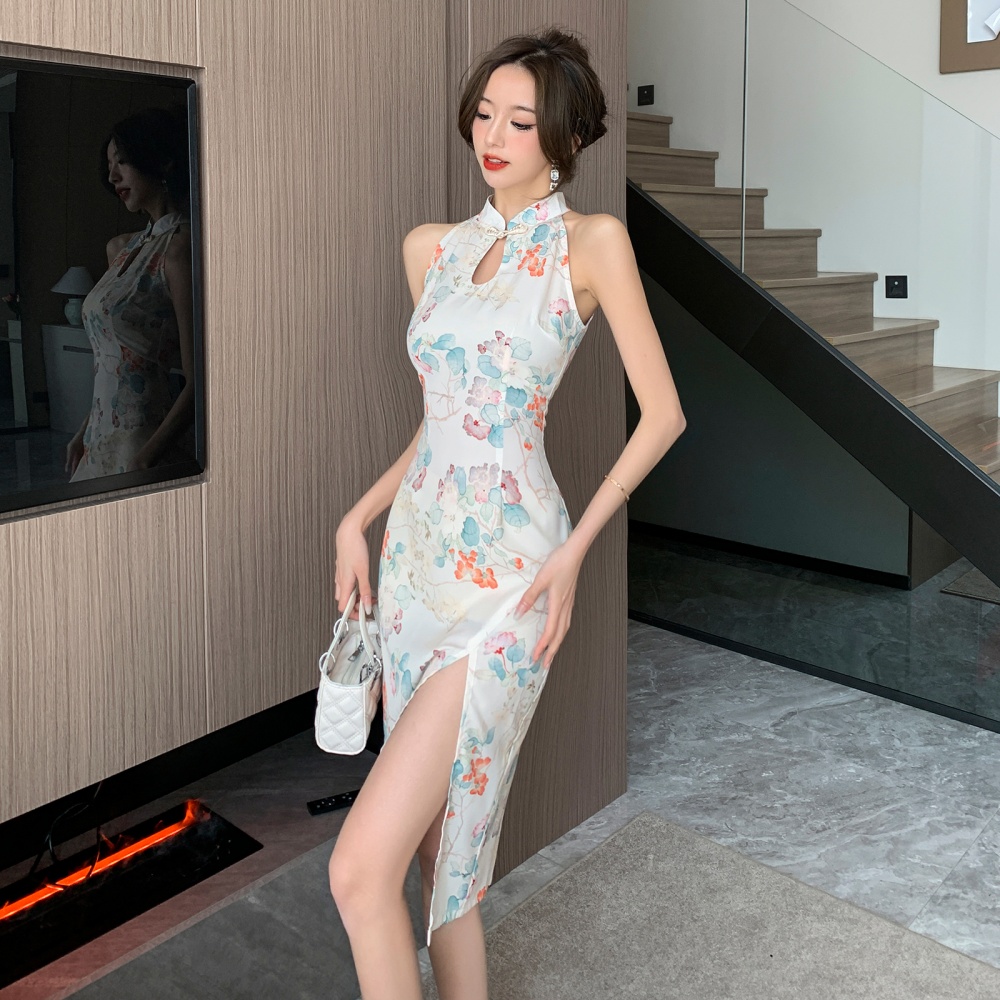 Ladies slim sexy dress Chinese style split cheongsam