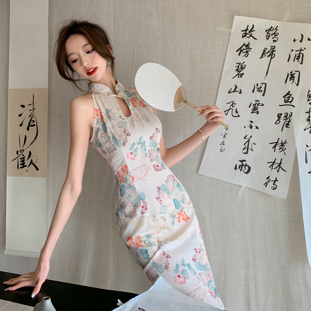 Ladies slim sexy dress Chinese style split cheongsam