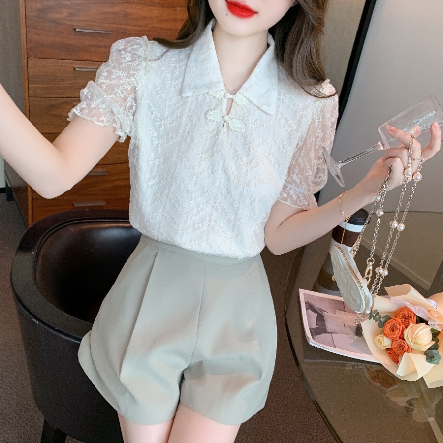 Lace Chinese style small shirt Western style shirt