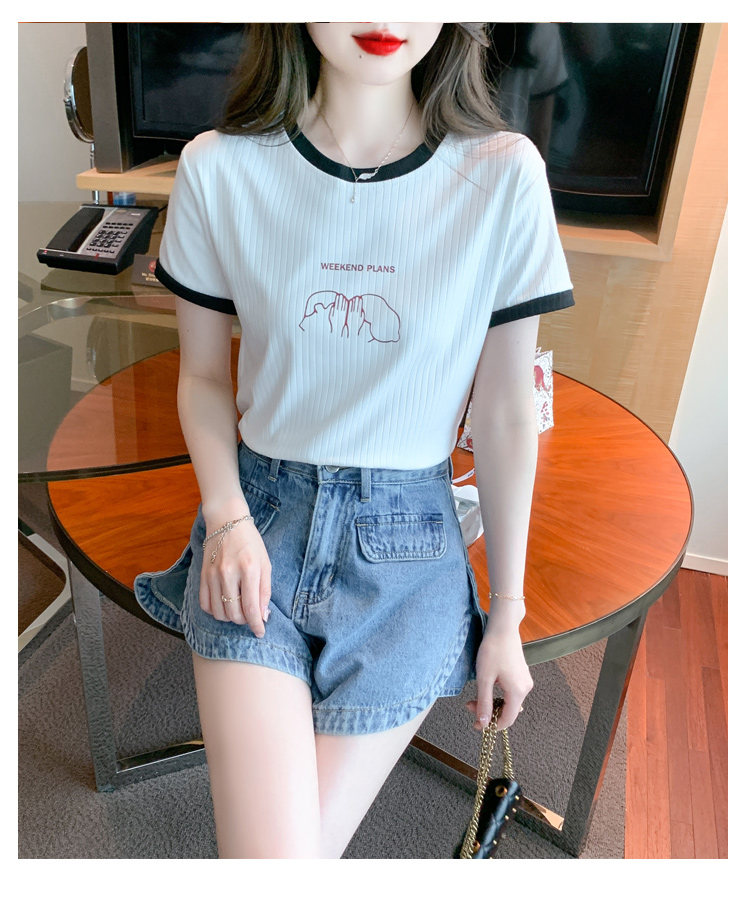 Pullover round neck T-shirt summer tops for women