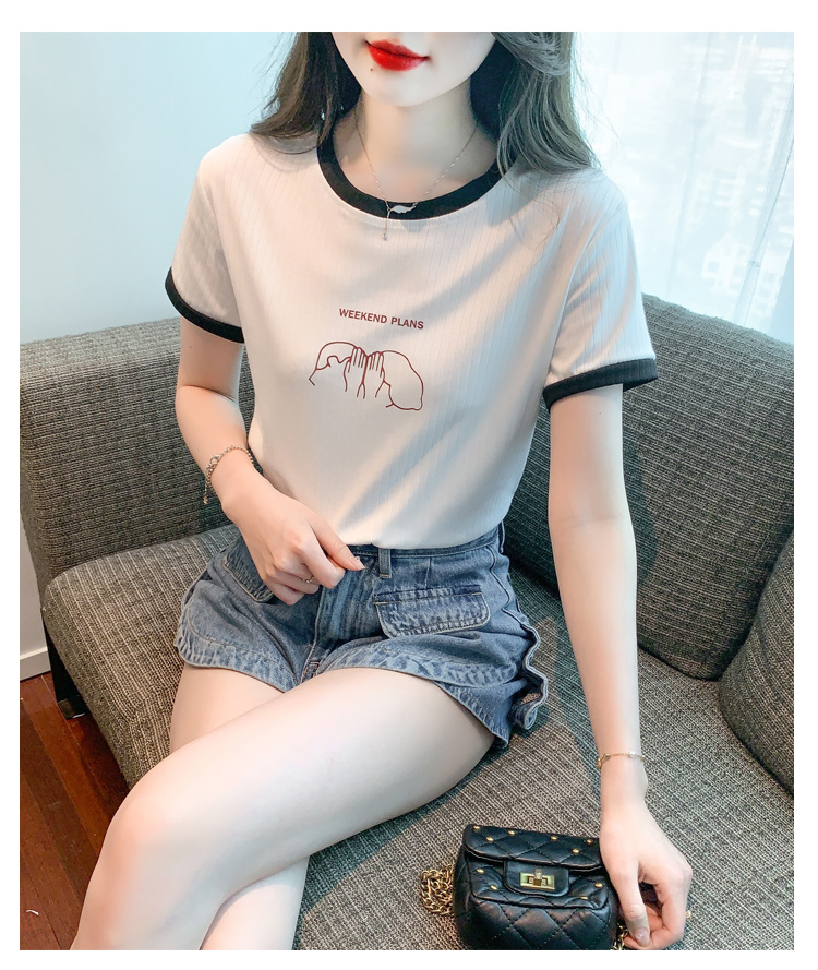 Pullover round neck T-shirt summer tops for women