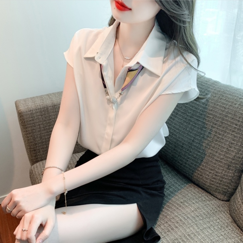 Summer white tops satin business suit