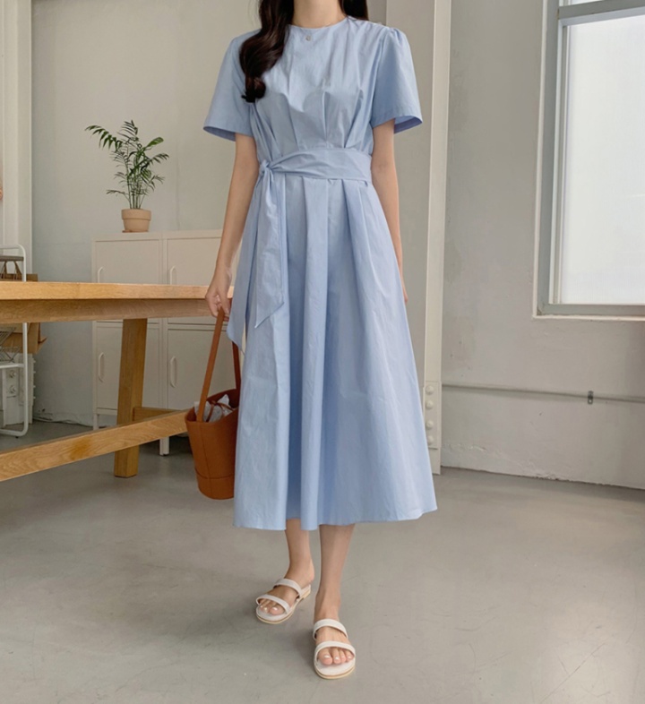Korean style pinched waist frenum crimp dress