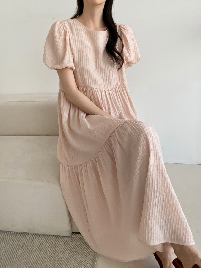 Summer puff sleeve simple Korean style dress