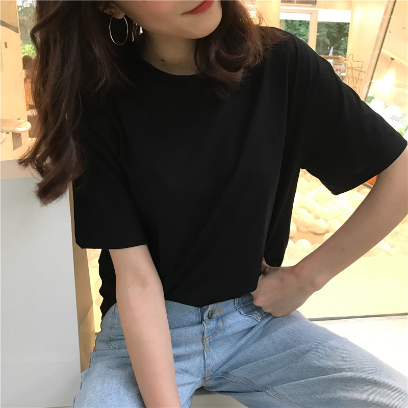 Short sleeve Korean style was white pullover pure T-shirt