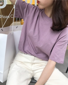 Short sleeve Korean style was white pullover pure T-shirt
