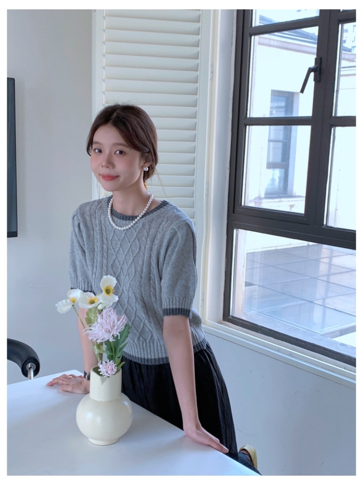 Round neck all-match Korean style spring and summer tops
