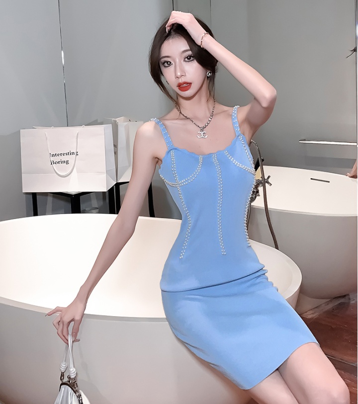 Night show spring sexy hollow sling pinched waist dress
