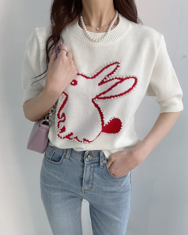 Korean style lovely short sleeve bunny summer tops