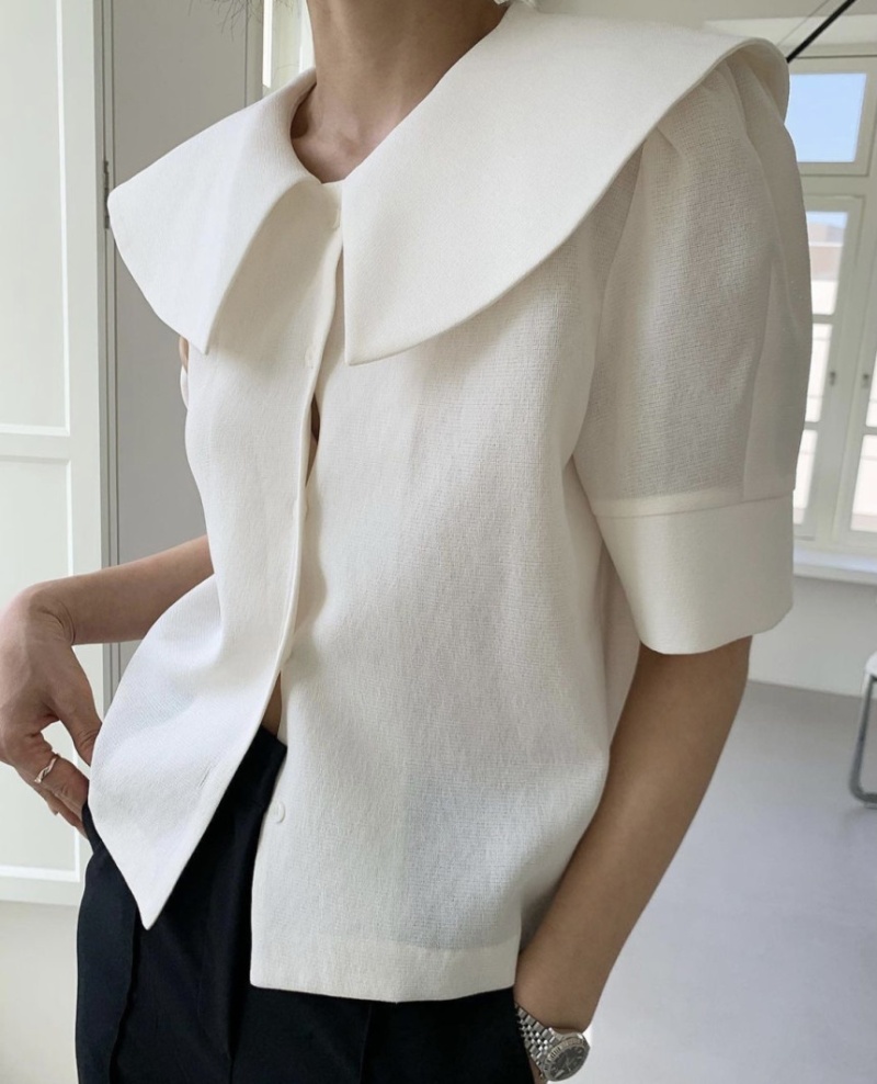 Summer single-breasted shirt Korean style large lapel tops