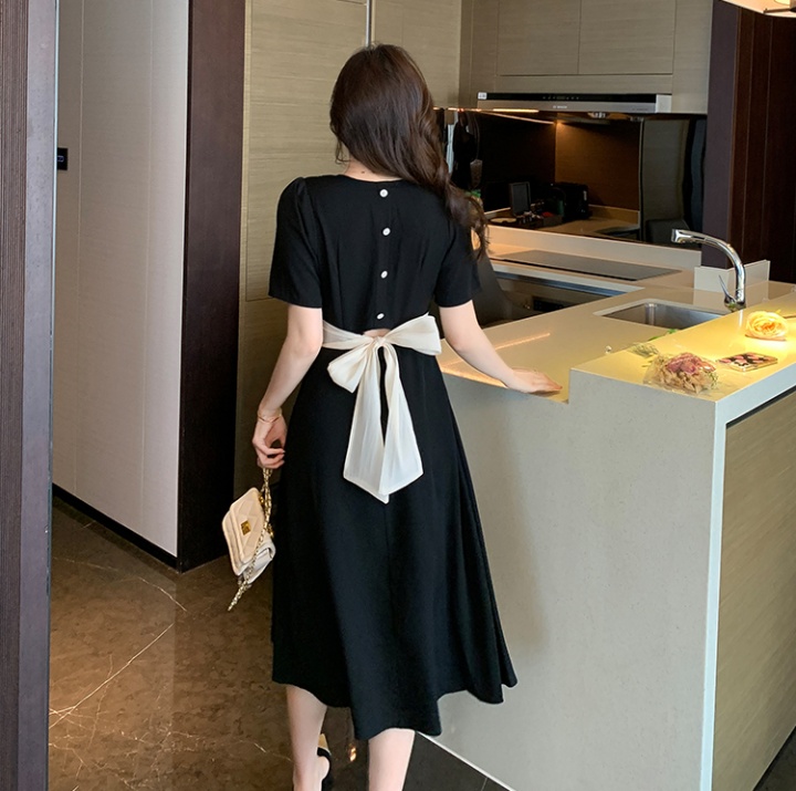 Spring and summer long dress square collar dress for women