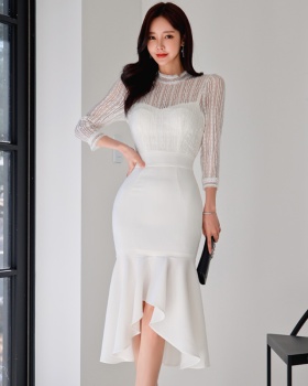 Temperament Korean style formal dress splice fashion dress