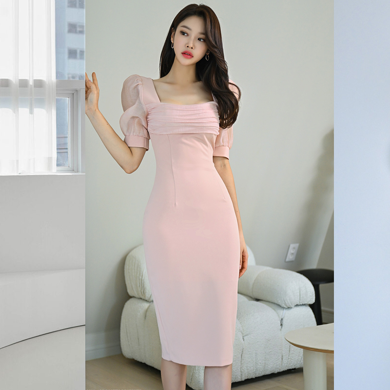 Square collar spring and summer fashion dress