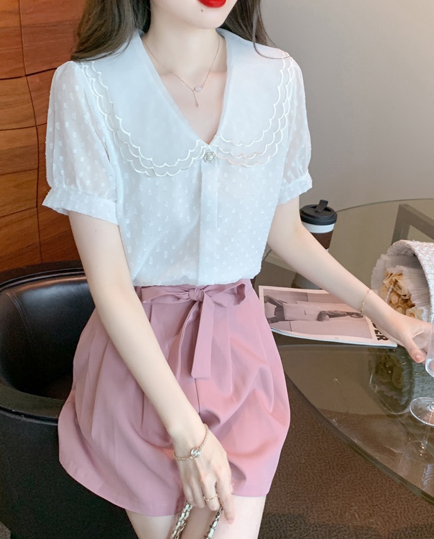 Beautiful small shirt doll collar tops for women