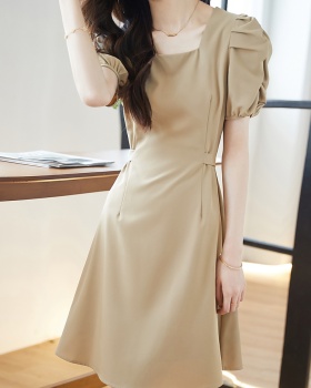 France style puff sleeve pinched waist dress