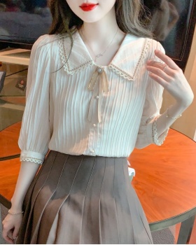 Doll collar bow small shirt short sleeve lace shirt