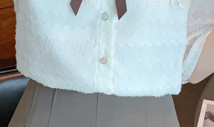Lace bow chiffon shirt doll collar shirts for women