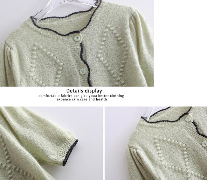 Knitted spring and summer short sleeve round neck cardigan