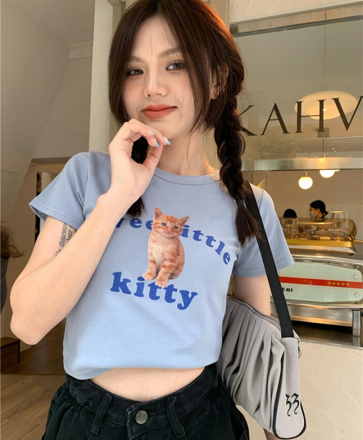 Kitty short short sleeve all-match T-shirt