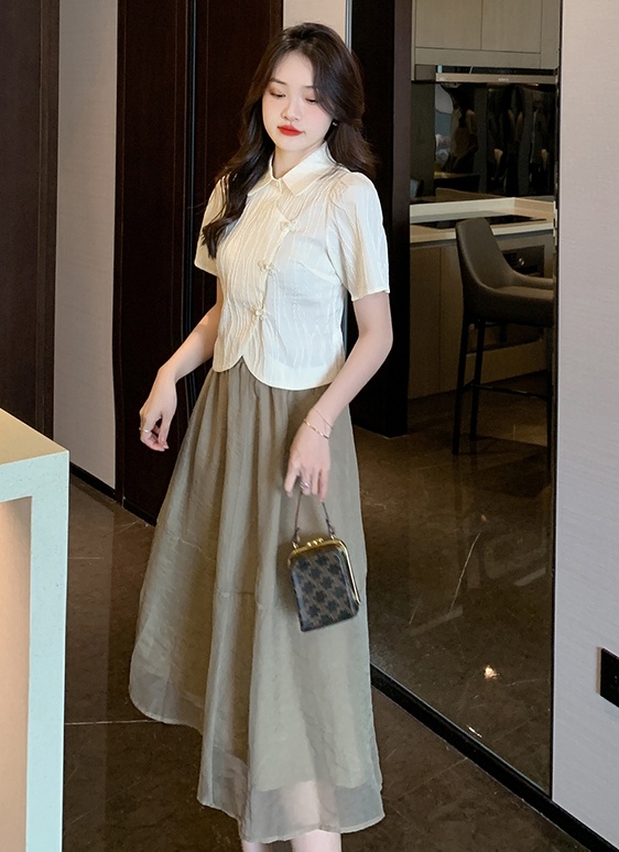 Chinese style dress summer skirt 2pcs set