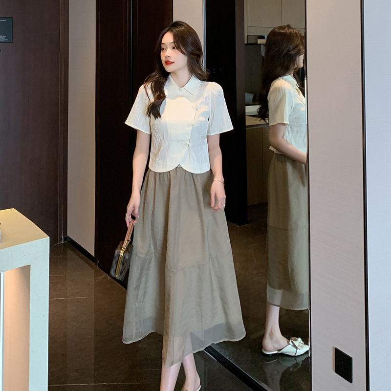 Chinese style dress summer skirt 2pcs set
