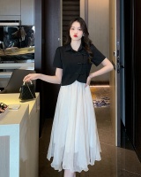Gauze white short sleeve skirt 2pcs set for women