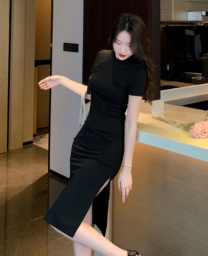 Chinese style retro long cheongsam slim pinched waist dress
