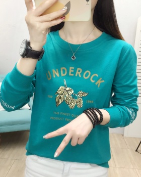 Korean style round neck T-shirt long sleeve hoodie for women