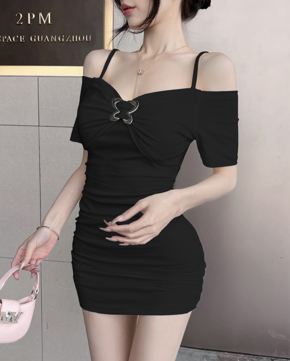 Slim strapless package hip little sexy sling dress