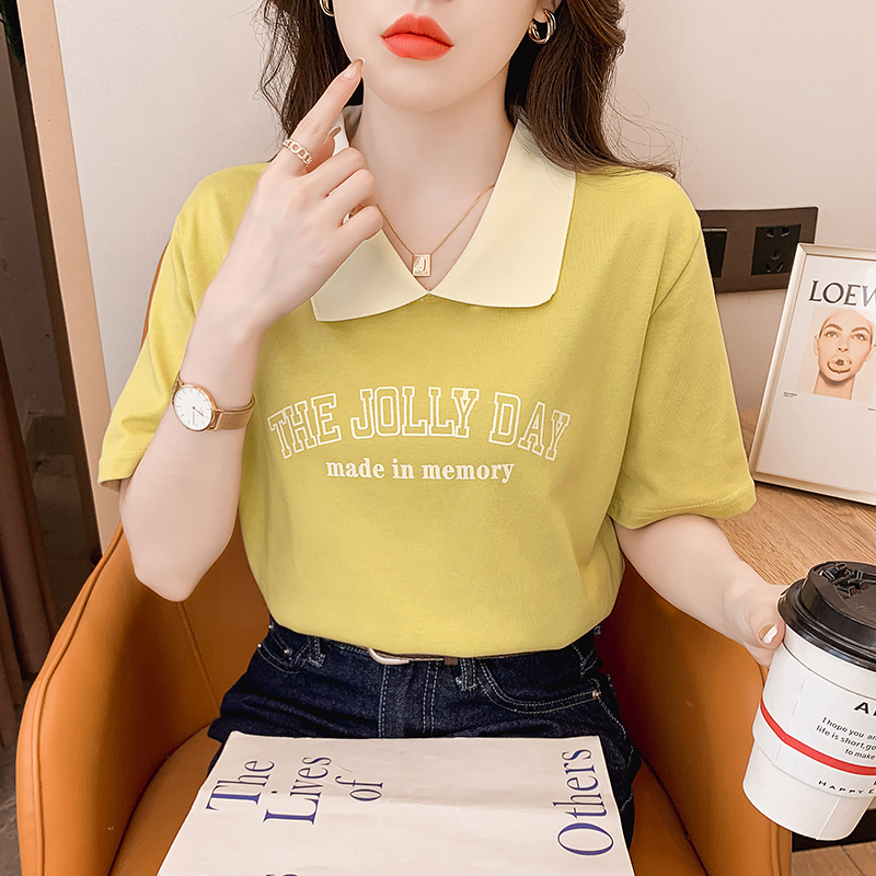 Summer short sleeve tops Western style loose T-shirt for women