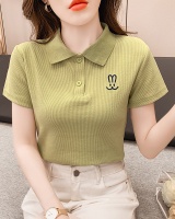 Embroidery short shirts slim long sleeve T-shirt for women